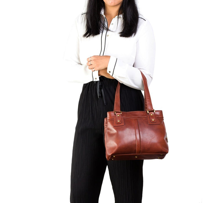 Clara - Zip Top Shoulder Bag — VISCONTI Leather