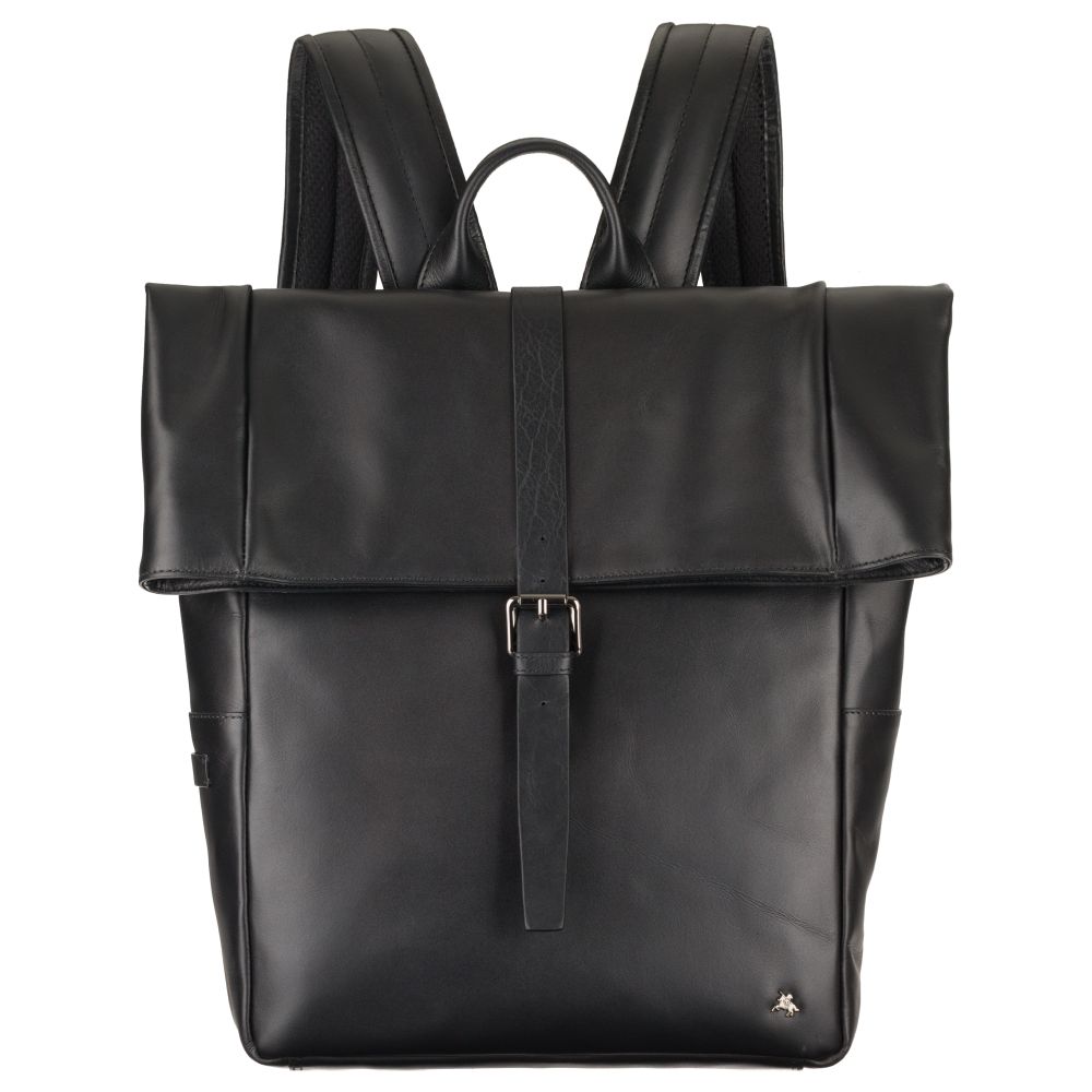 Transporter Roll Top Fold Over Backpack Laptop Friendly VISCONTI Leather